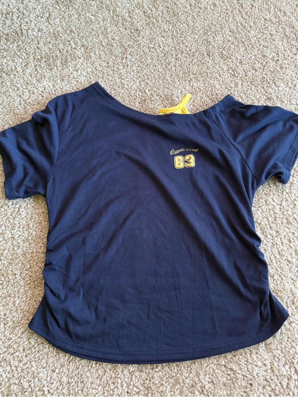 Women's Navy Short Sleeve Tee with Yellow Accent